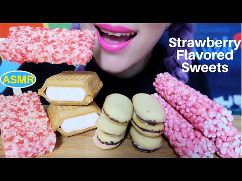 ASMR STRAWBERRY FLAVORED SWEETS |딸기맛 달달구리 | CURIE.ASMR