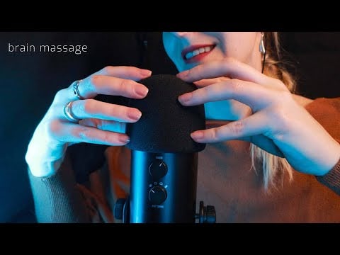 ASMR Brain Massage | Tingly Mic Scratching & Up-close Whispers 🍁🌧 | Rain Sounds for Deep Relaxation