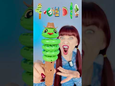 ASMR Snake Candy, Lollipop, Watermelon Spray  #mukbang #candyopening