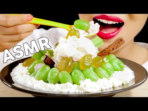 ASMR GRAPE SHAVED ICE DESSERT BINGSU 청포도빙수 먹방 Eating Sounds Mukbang | MINEE EATS