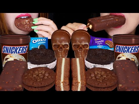 ASMR CADBURY OREO CREME COOKIES, SNICKERS SUNDAE, SKULL CHOCOLATE BOMB, BUTTERFINGER ICE CREAM BAR