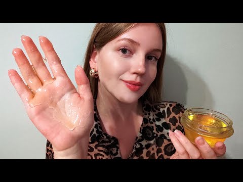 ASMR Honey Face Massage. Unintelligible Whispers. 2 Hours