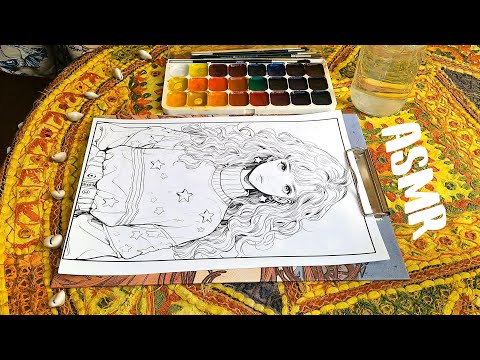 ASMR Coloring girls and storytelling (soft voice, Russian accent)