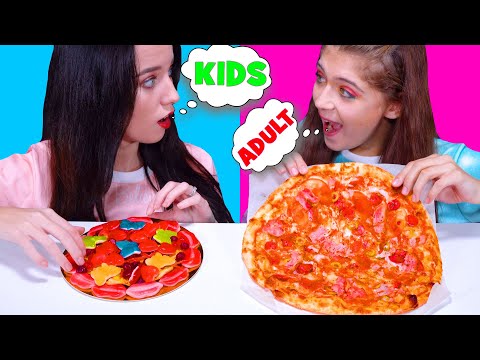 ASMR EATING CHALLENGE KIDS VS ADULT FOOD