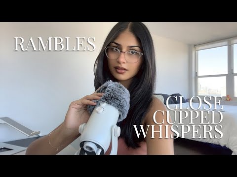 asmr close cupped whispering & fluffy mic scratching 🧸  | rambling life updates and more