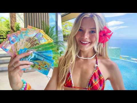 ASMR Tropical Bank Teller Roleplay 💶🌺 (typing, money counting, nature ambiance)