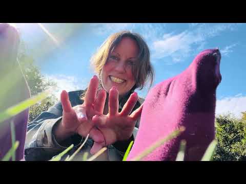 ASME feet in nylons outside on grass