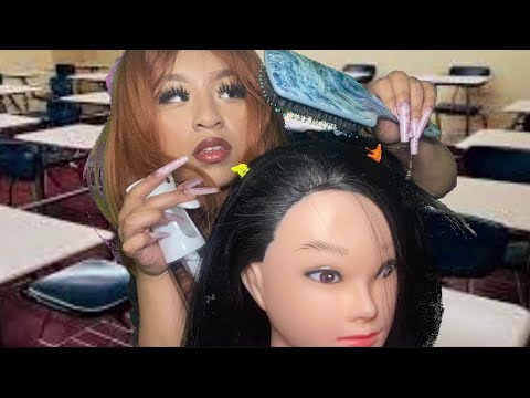 ASMR | mean girl plays with your hair ( hair massage,hair clipping,haircut,🎀💆🏽‍♀️💇‍♀️