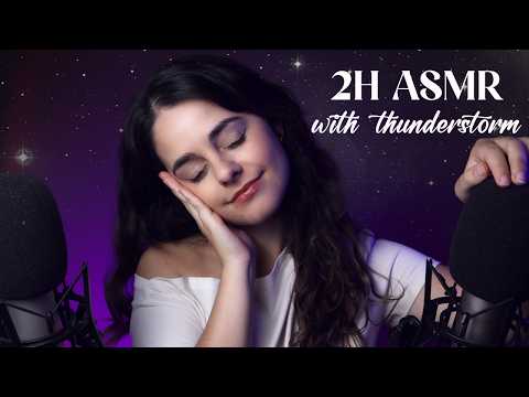 2H Thunderstorm ASMR for When You NEED SLEEP! ⛈️ Ear to Ear Whispers (Eyes Closed)
