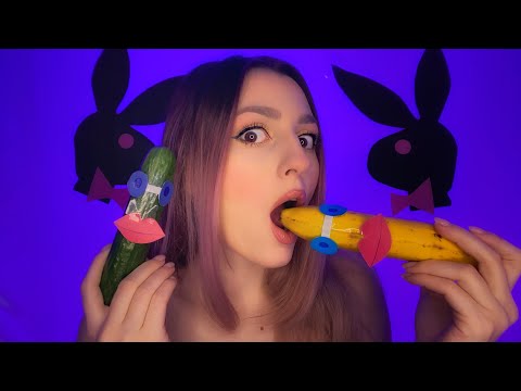 ASMR Cucumber or Banana Sucking, Licking, Kissing 💋