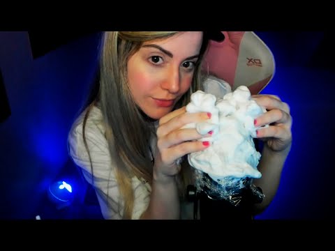 ASMR - ESPUMA NO MICROFONE - SOM RELAXANTE PARA DORMIR