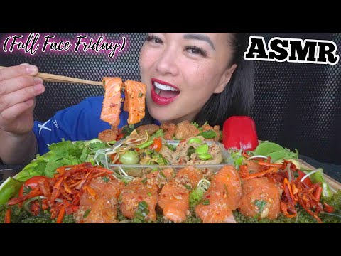ASMR SPICY FOOD PLATTER *SASHIMI + PAPAYA SALAD + FRIED CHILI (EATING SOUNDS) NO TALKING | SAS-ASMR