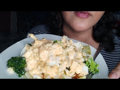 ASMR Verduras al vapor con aderezo picante 🌶️