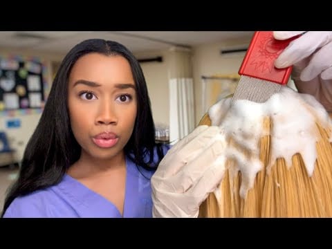 ASMR School Nurse Lice Check BUT The Nurse Has Lice Too 🪲😱 Lice Check Removal Role-play