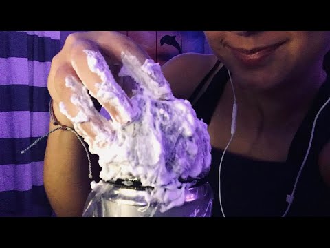 ASMR SHAVING FOAM ON MIC!! *VERY CRINKLY*