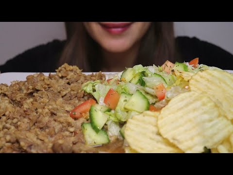 ASMR MUJADARA / SALAD / CHIPS / LENTIL RICE / no talking / CREMA ASMR #asmr #mukbang #food #lentils