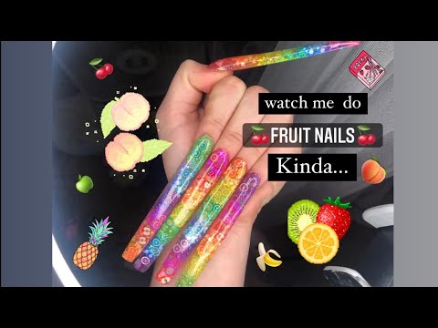 DOING ENCAPSULATED GLITTER FRUIT NAILS 🍒🍌🍏