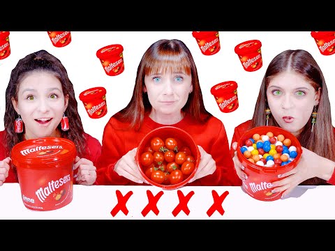 ASMR *RED FOOD* MALTESERS, PING PONG RACE, COPY ME CHALLENGE CANDY MUKBANG 먹방