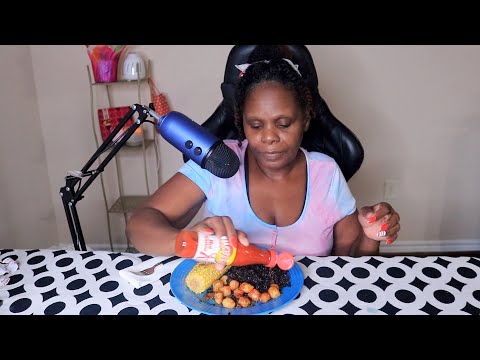 SCALLOPS CORN RICE DINNER ASMR EATING SOUNDS