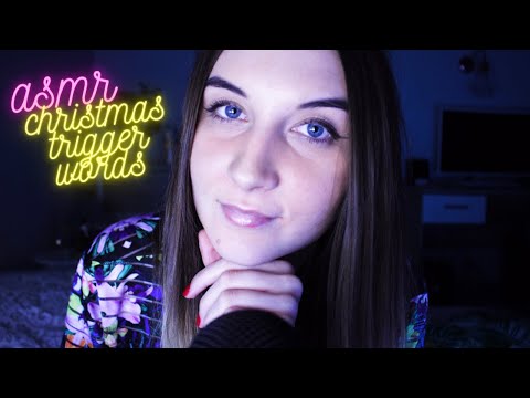 ASMR| FACE BRUSHING & CHRISTMAS TRIGGER WORDS REPEATING *WHISPERING* [HD]