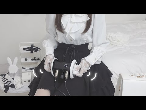 【ASMR】レース手袋で耳マッサージ＆耳かき😴囁き声で雑談あり【睡眠導入】