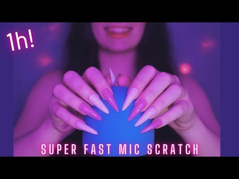 Asmr Fast and Aggressive Mic Scratching - Brain Scratching with Long Nails | No Talking for Sleep 1H