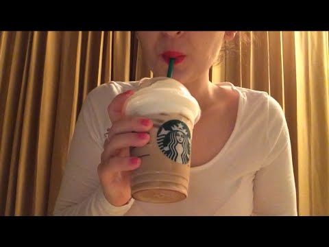 ASMR Eating Starbucks Artisan Bacon Breakfast Sandwich with Iced Cafe Latte