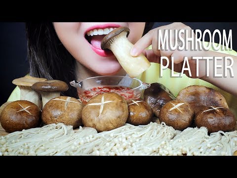 ASMR MUKBANG GIANT MUSHROOM PLATTER OYSTER MUSHROOM BUTTON MUSHROOM SHIITAKE MUSHROOM | LINH-ASMR 먹방