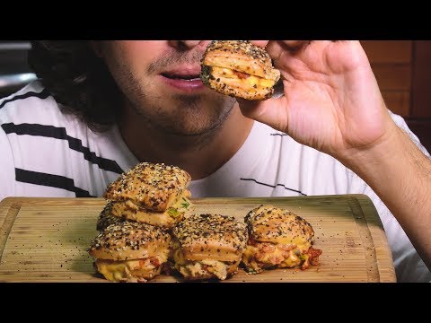 ASMR MINI BAGEL BITE BREAKFAST SANDWICHES 먹방