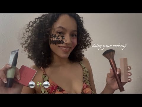 asmr ~ doing your makeup for a party🪅(lid sounds, tapping, and mouth sounds) 