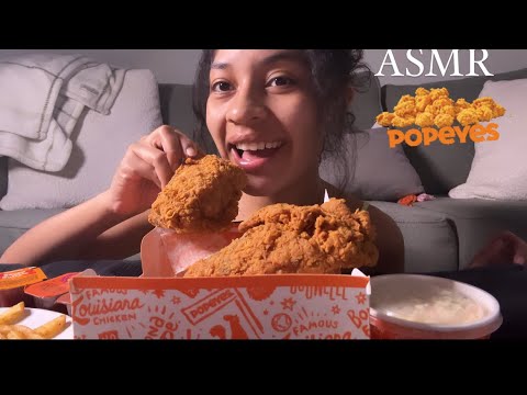 ASMR Español COMIENDO POPEYES, CHICKEN,FRIES (crunchy eating sounds)