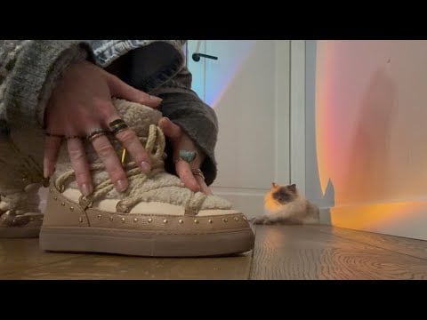 ASMR • lo-fi comfy chaotic floor triggers 💅🏼 shoes, jeans scratching, tapping, mouth sounds, cats 🥰