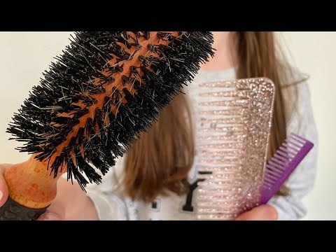 ASMR Brushing + combing your hair | putting your hair up | lo-fi | spray sounds | no talking