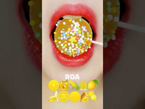 Emoji Yellow Food Challenge (honey comb, kohakuto, jelly) Eating Sounds [ASMR MUKBANG]