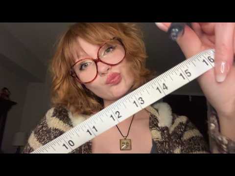 asmr mumbling and measuring 📐📝 close inaudible , unintelligible whispers / soft speaking examining