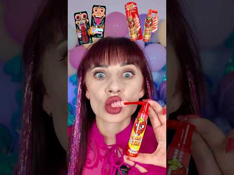 ASMR Red Candy Spray Lollipop, Gummy Eyeballs  #mukbang