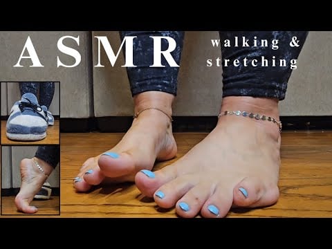 ASMR | Walking BareFoot & in Slippers| Arch Stretching| CloseUp |NoTalking