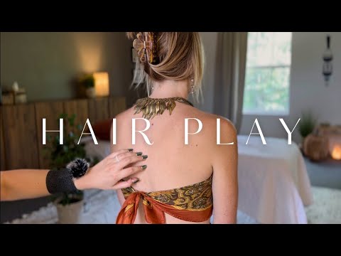 ASMR Light Touch Hair Play and Massage | Brushing, Jewelry Clinks [No Talking] [Real Person]