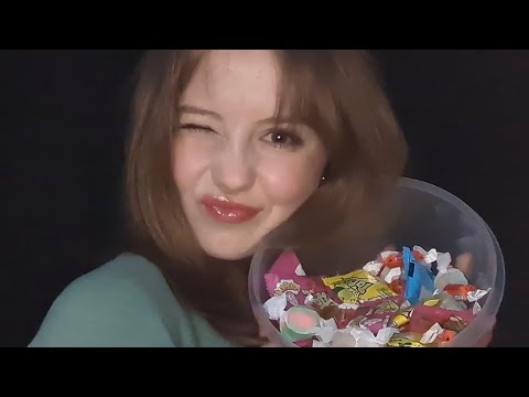 ASMR | Eating Taffy and Chewy Candy 🍉💚🍉 (sticky mouth sounds and whispers)