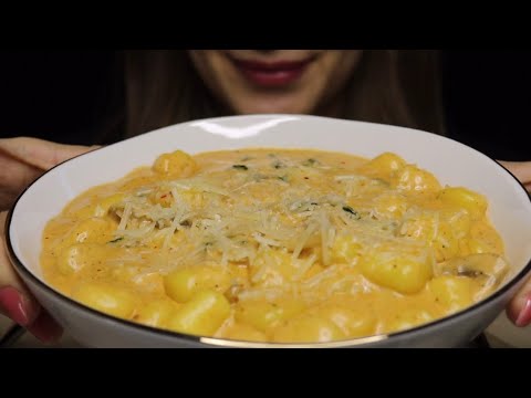 ASMR CREAMY CHEESY GNOCCHI SPINACH MUSHROOMS MUKBANG no talking CREMA ASMR #asmr #mukbang #gnocchi
