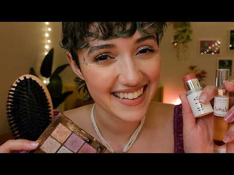 ASMR friend pampers you before bed 😴 (makeup, hair oiling, affirmations, tingly personal attention)