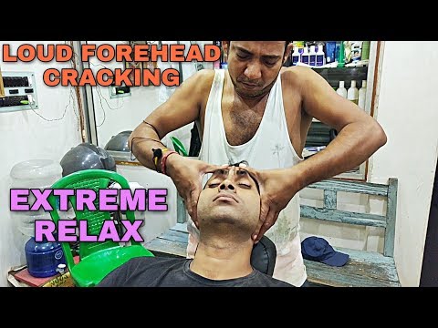 Asim barber Best ever Forehead cracking | Powerful Indian head and body massage ASMR