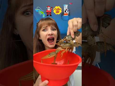 ASMR Eating Crayfish, Chocolate Santa Mukbang #shorts