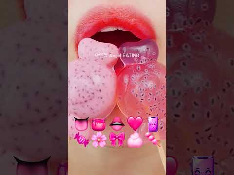 @AngelEATING777 asmr (PINK FOODS) EMOJI HONEY JELLY MARSHMALLOW 분홍색 이모지 먹방 꿀젤리 마시멜로 eating sounds