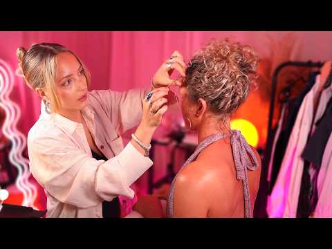 ASMR 00s styling consultation for night out ✨ hair styling, back jewellery, clothes micro adjusting