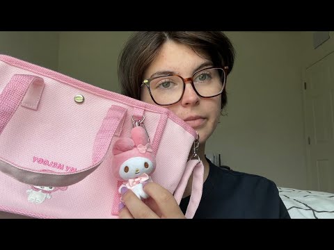 asmr showing my melody tote, whispers and rain sounds