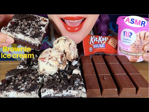 ASMR COOKIES & CREAM BROWNIE, ICE CREAM,KIT KAT eating sound | 쿠키앤크림 브라우니, 아이스크림 먹방 리얼사운드|CURIE.ASMR