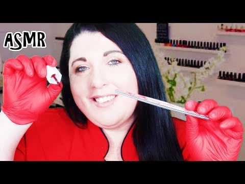 ASMR Nail Salon RP (Soft Spoken) (Gossip, Gloves, Manicure, Nail Filing, Nail Polish, Rain Sounds)