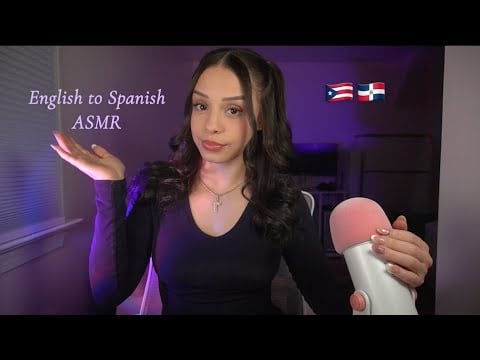 ASMR English to Spanish Trigger Words + Hand Movements, Word Repetition, Nail Clicking & Whispers 💖