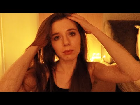 ASMR BRUSHING MY HAIR, HAIR PLAY. HEAD MASSAGE. SCALP TREATMENT. WHISPERING.